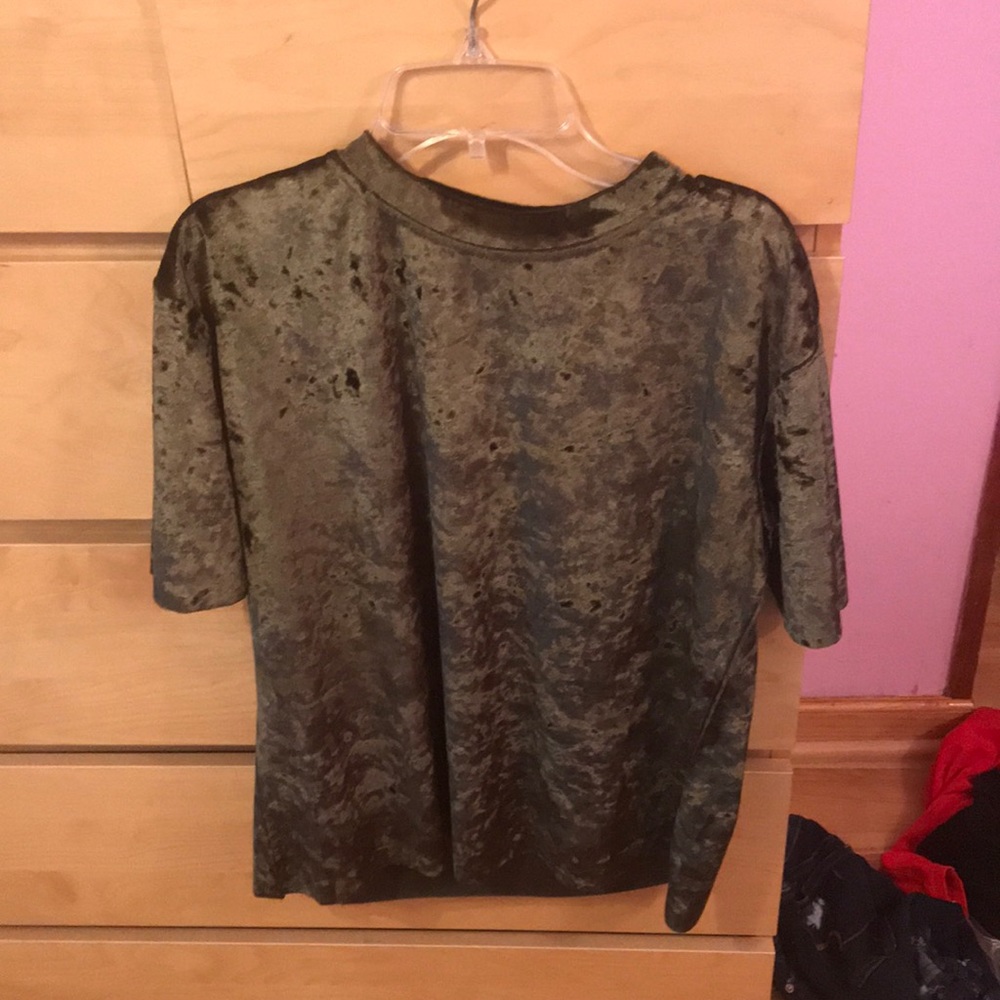 Dark Green Velvet short sleeve shirt